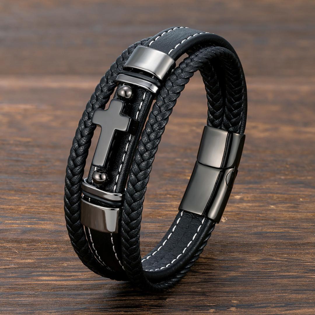 CrossPath Custom Leather Bracelet-Personalised Bracelet-Auswara