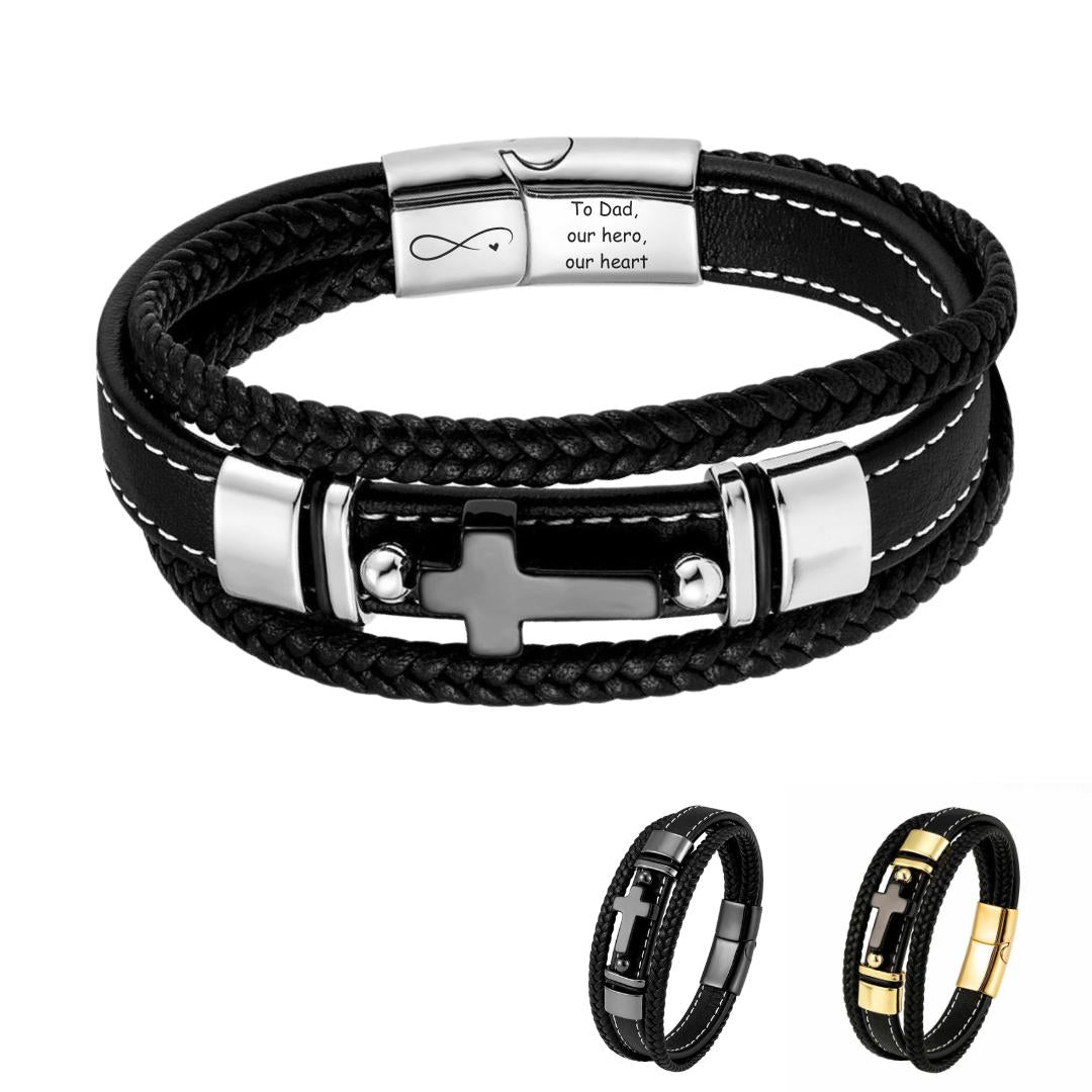 CrossPath Custom Leather Bracelet-Personalised Bracelet-Auswara