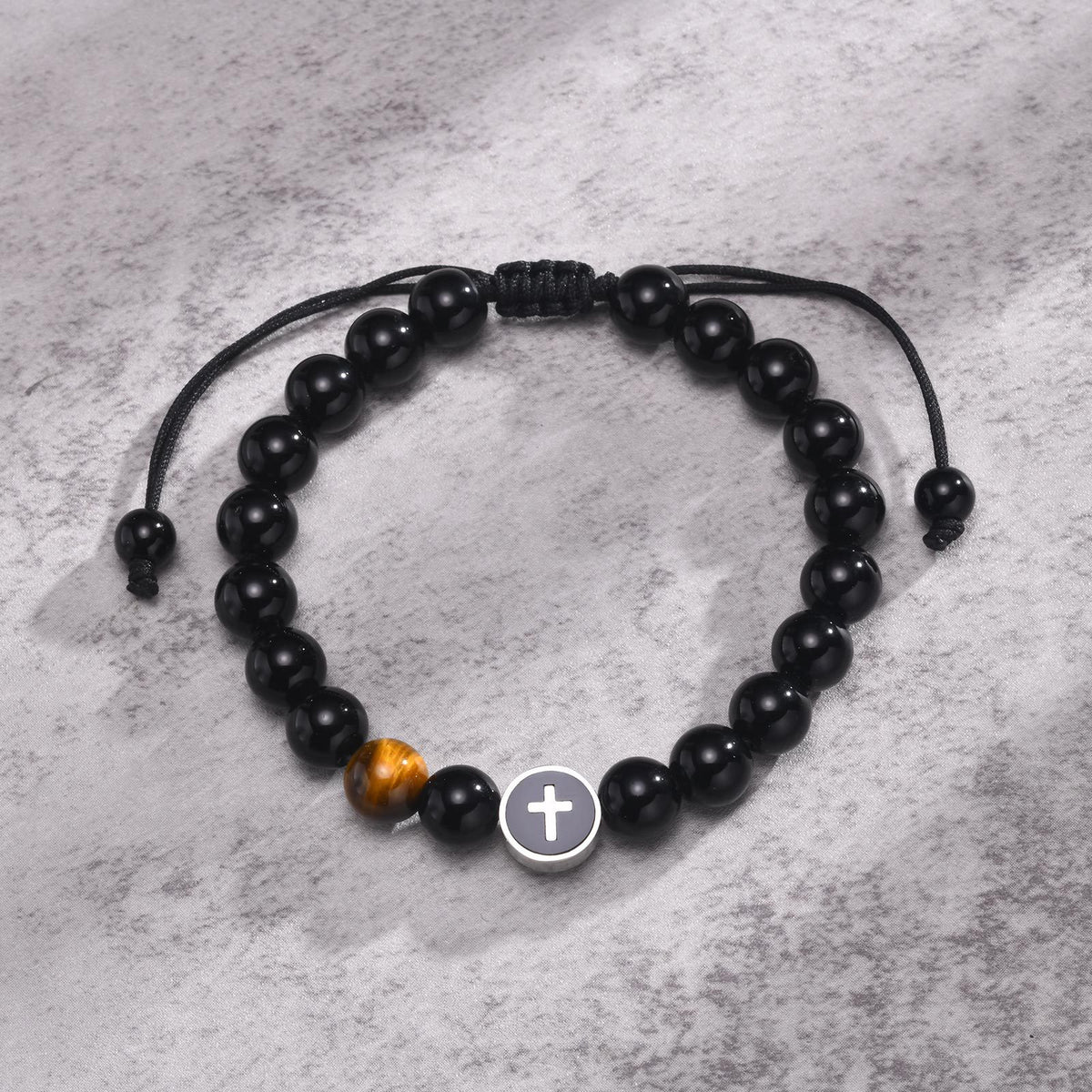 CrossPulse Adjustable Beaded Bracelet-Cross Bracelet-Auswara