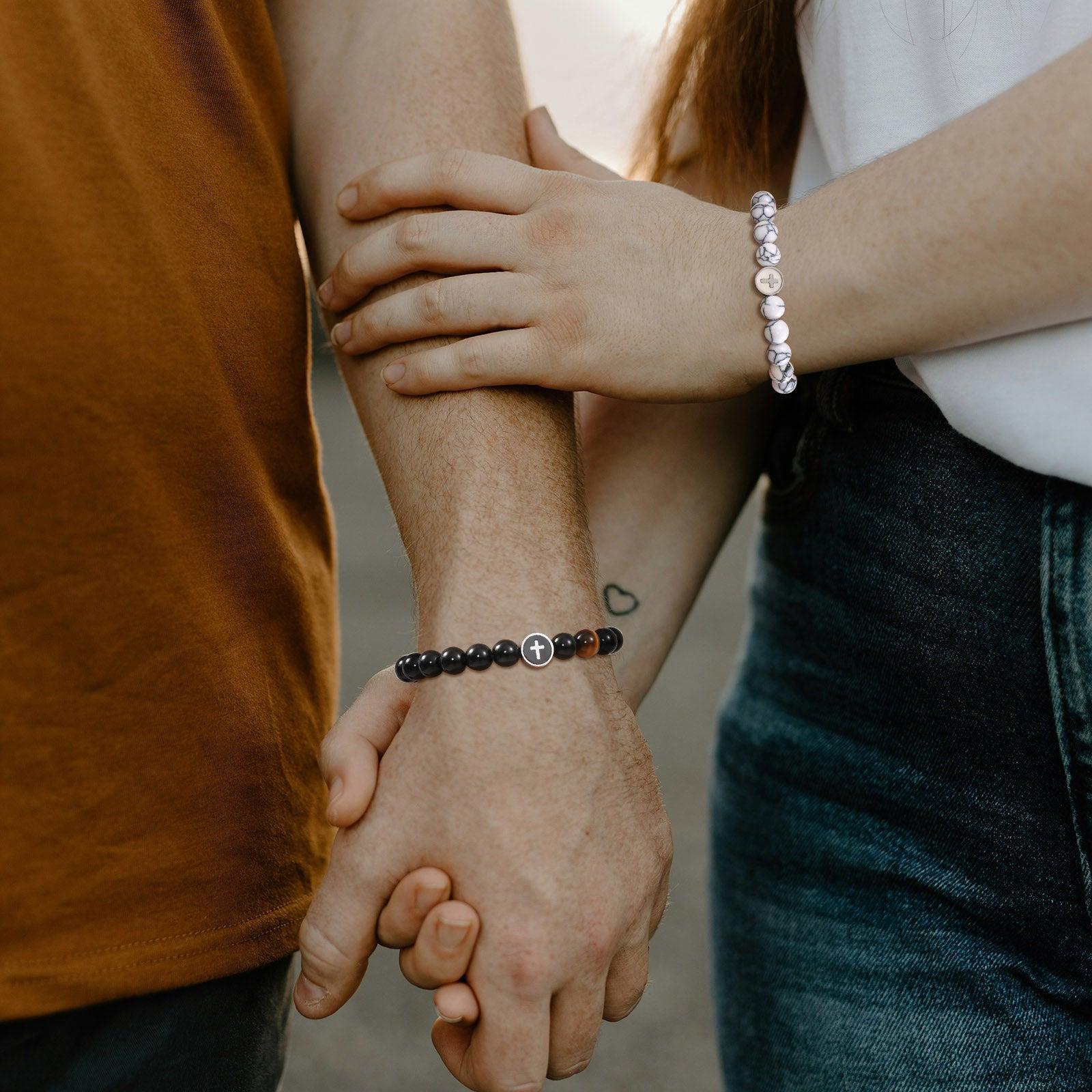 CrossPulse Adjustable Beaded Bracelet-Cross Bracelet-Auswara