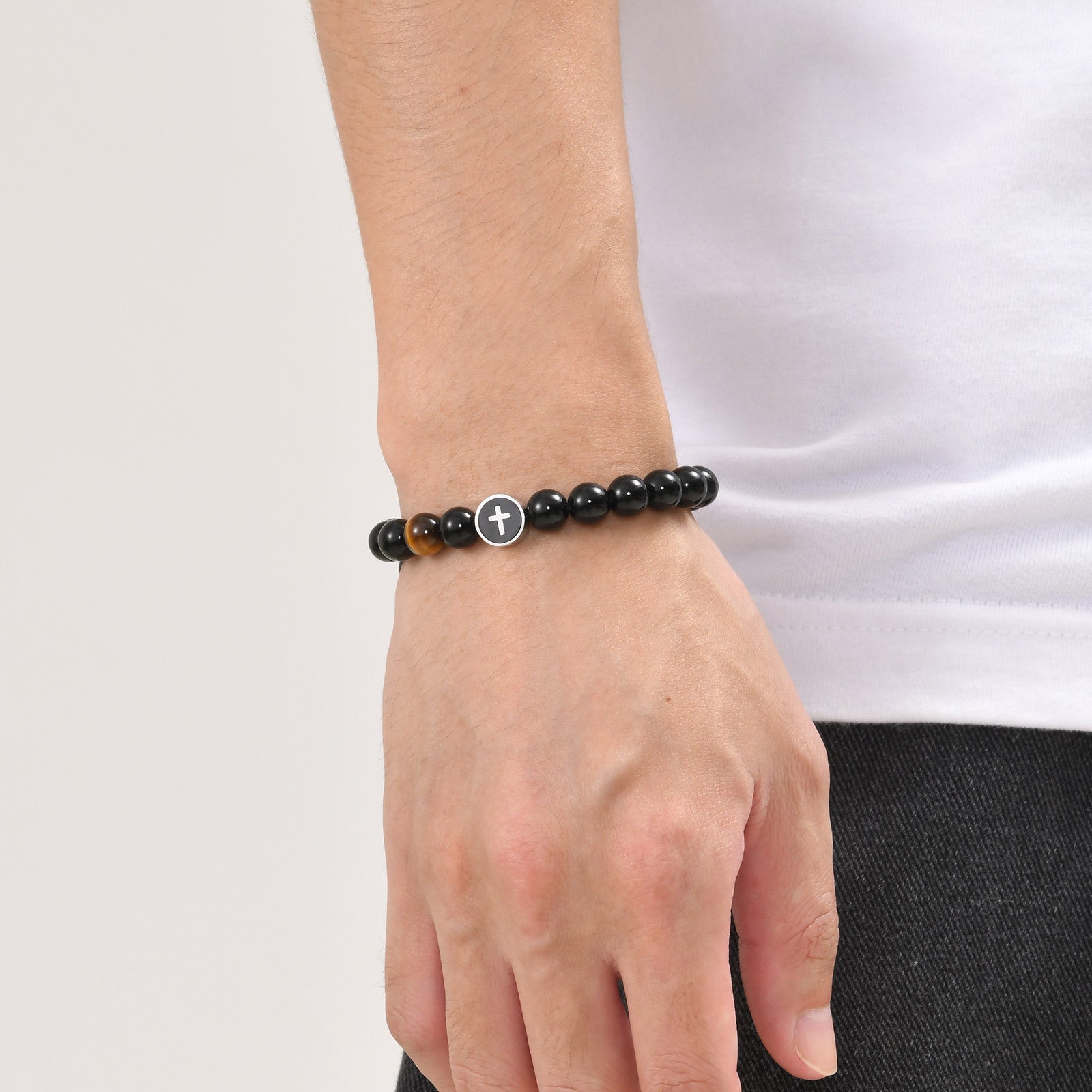 CrossPulse Adjustable Beaded Bracelet-Cross Bracelet-Auswara