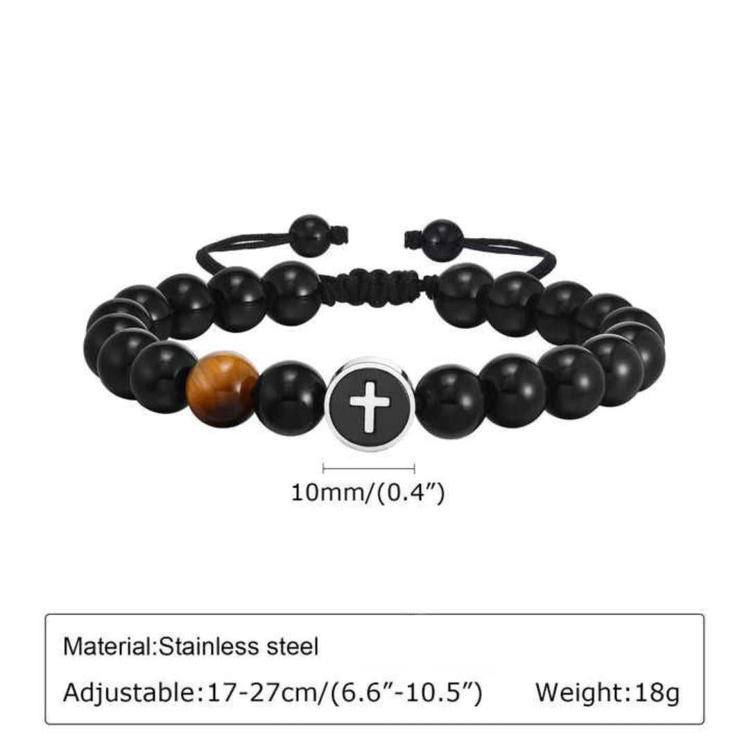 CrossPulse Adjustable Beaded Bracelet-Cross Bracelet-Auswara