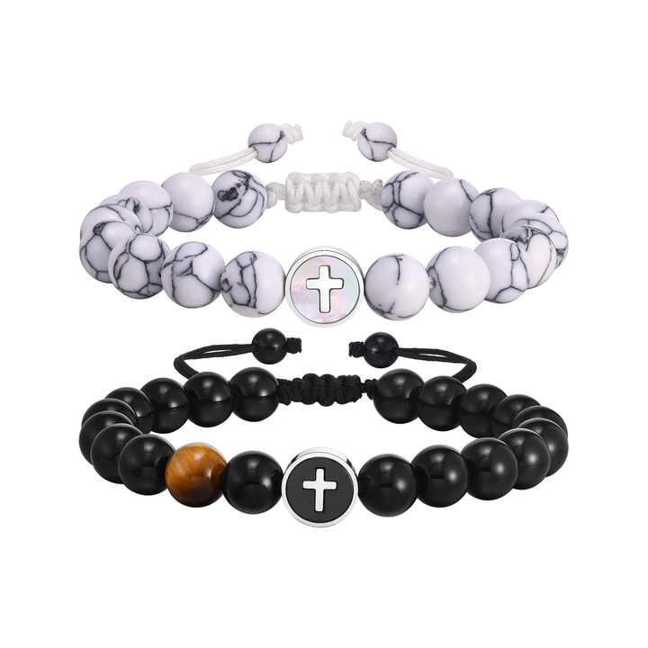 CrossPulse Adjustable Beaded Bracelet-Cross Bracelet-Auswara