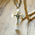 Crucifix Cross Necklace with Silver and Gold Colour Chain-Cross Necklace-Auswara