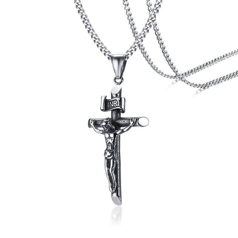 Mens silver clearance crucifix necklace