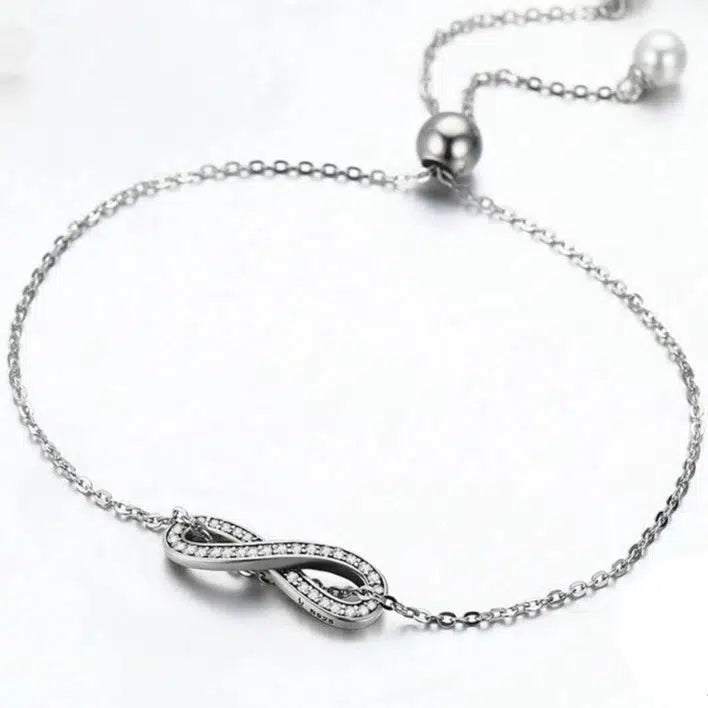 Cubic Zirconia Infinity Slider Bracelet For Women-Women Bracelets-Auswara