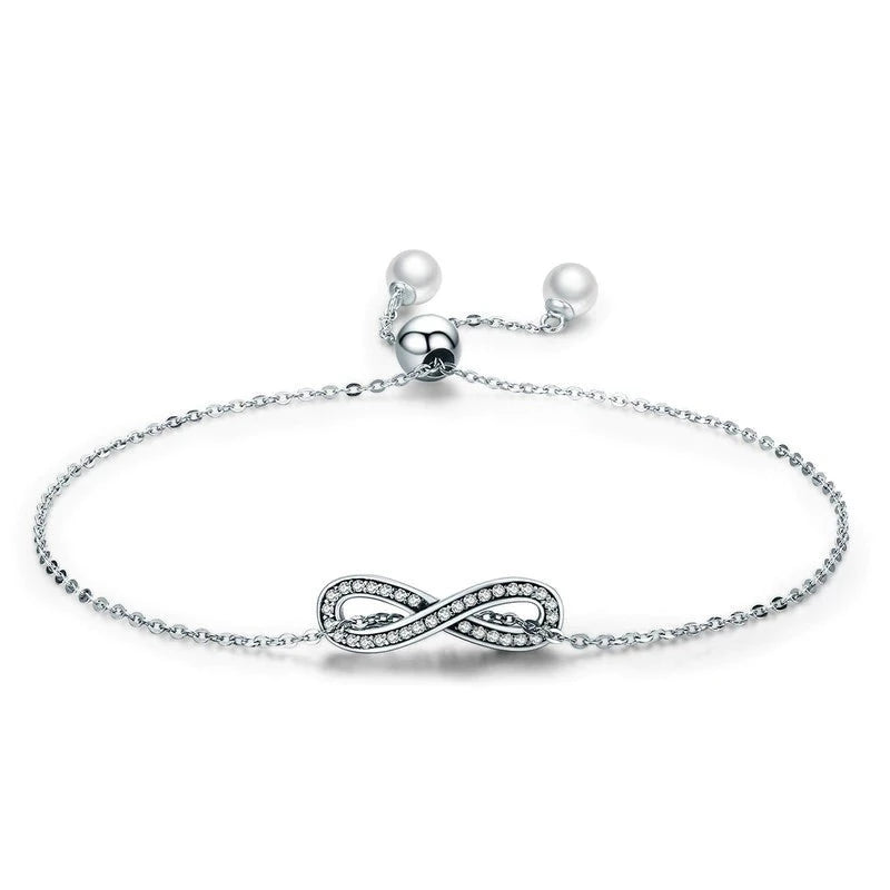 Cubic Zirconia Infinity Slider Bracelet For Women-Women Bracelets-Auswara