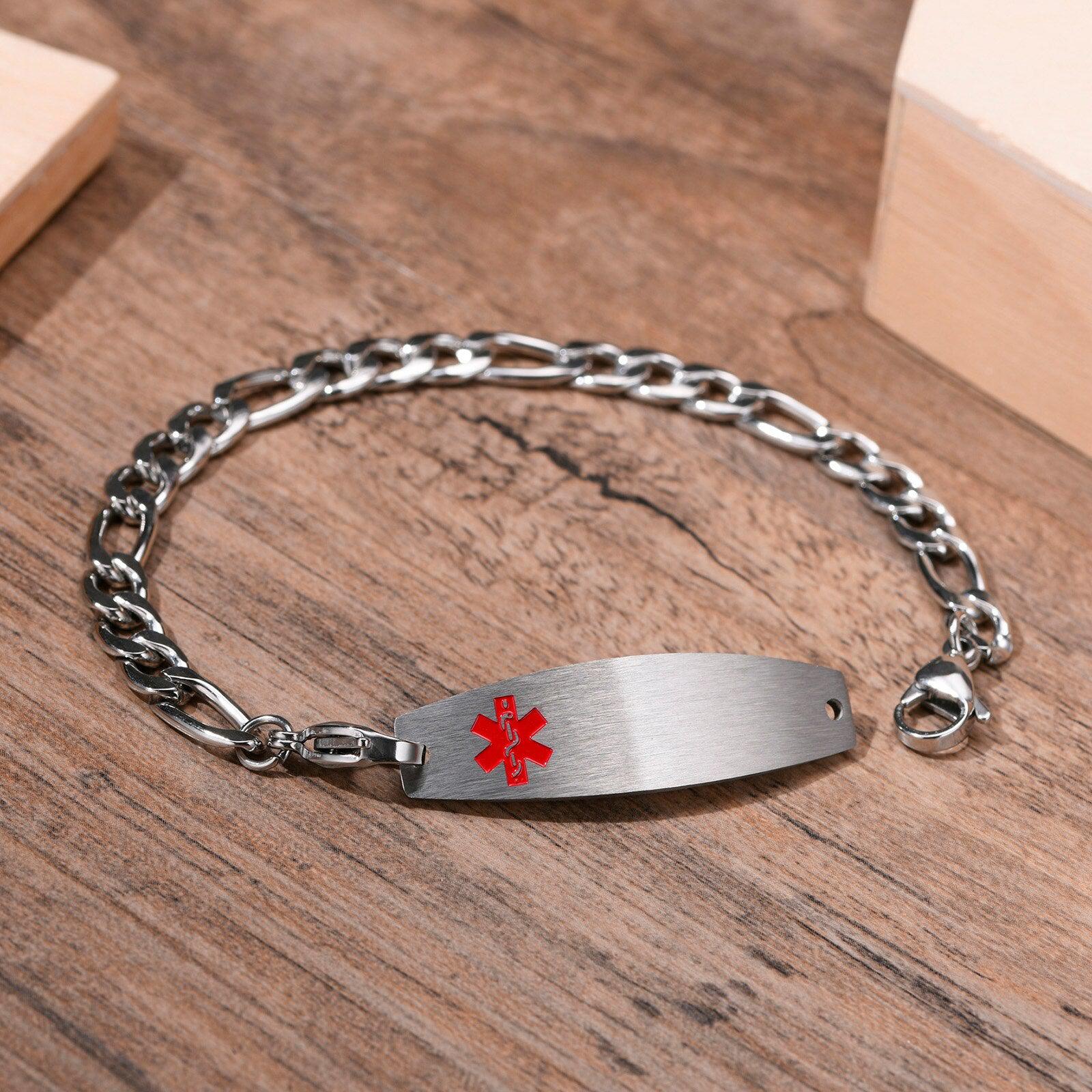 Custom Medical Alert ID Chain Bracelet-Medical ID Bracelet-Auswara