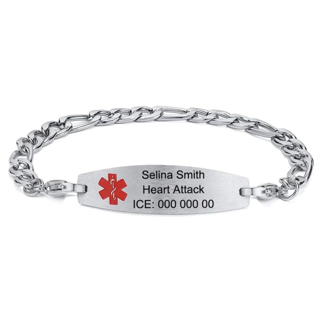 Custom Medical Alert ID Chain Bracelet-Medical ID Bracelet-Auswara