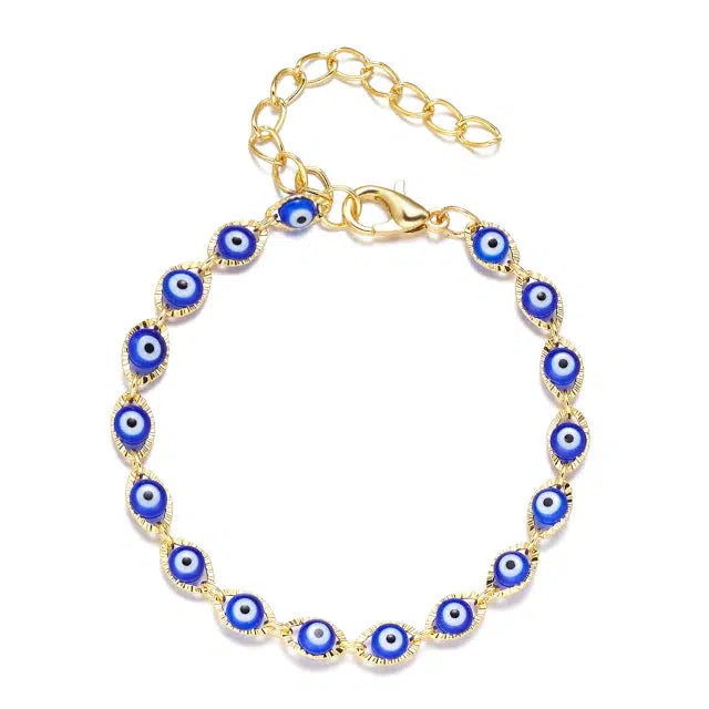 Dark Blue Evil Eye Chain Bracelet Auswara
