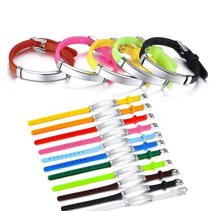 Dark Brown Engravable Silicone ID Bracelet for Kids-Identification Bracelet-Auswara