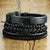 Dark Leather Wrap Bracelet Set-Set Bracelet-Auswara
