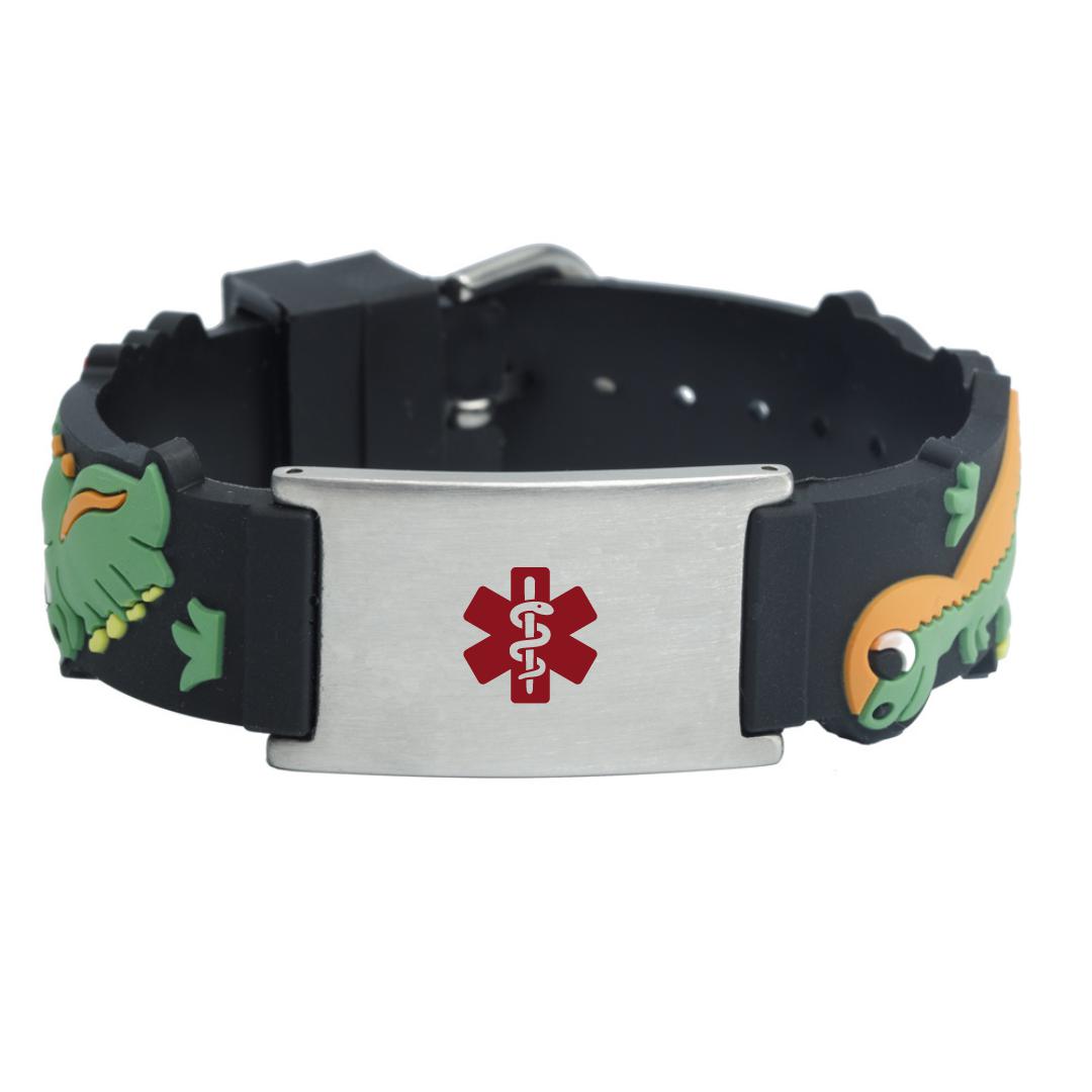 Dino Medical Alert Kids Bracelet-Kids Medical Alert Bracelet-Auswara