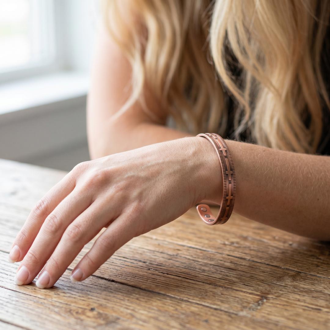 Divine Path Copper Cuff – Light-Revealed Edition for Her-Cross Bracelet-Auswara