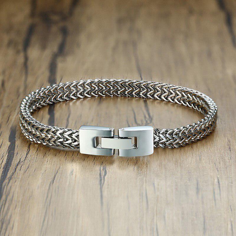 Double Curb Chain Bracelet – Silver Colour-Chain Bracelet-Auswara