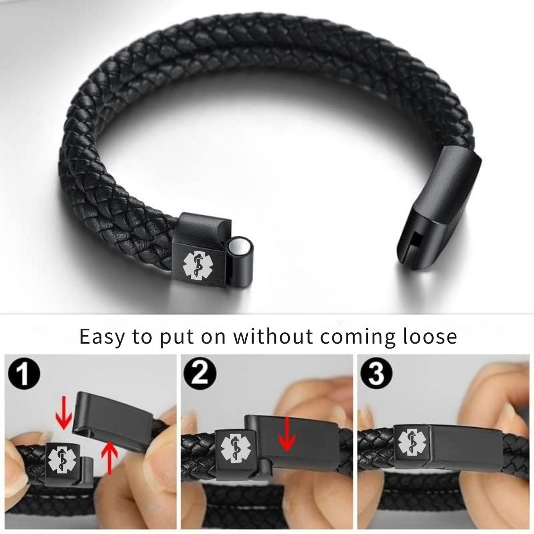 DuoLuxe Medical ID Bracelet with Black Clasp-Medical ID Bracelet-Auswara