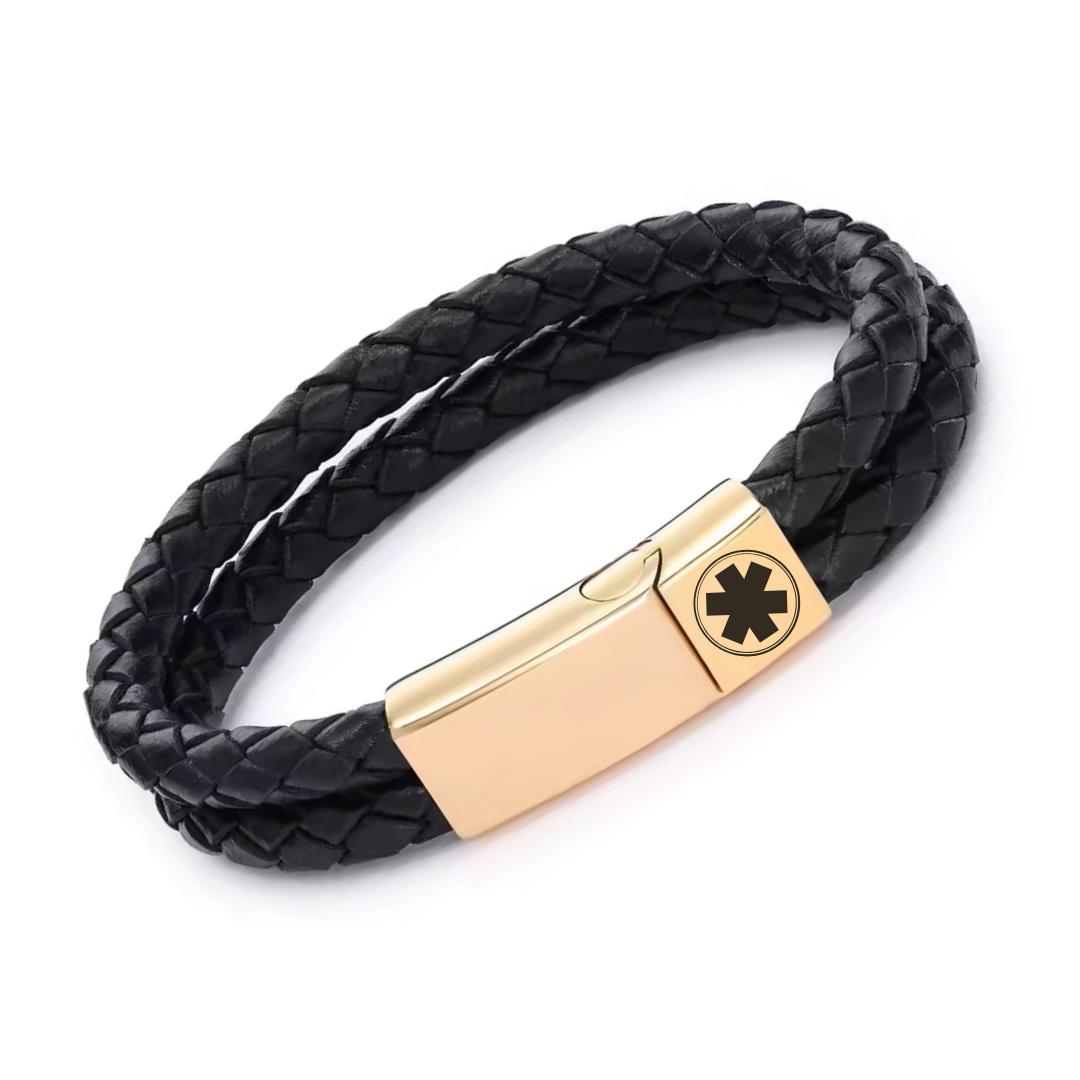 DuoLuxe Medical ID Bracelet with Gold Colour Clasp-Medical ID Bracelet-Auswara
