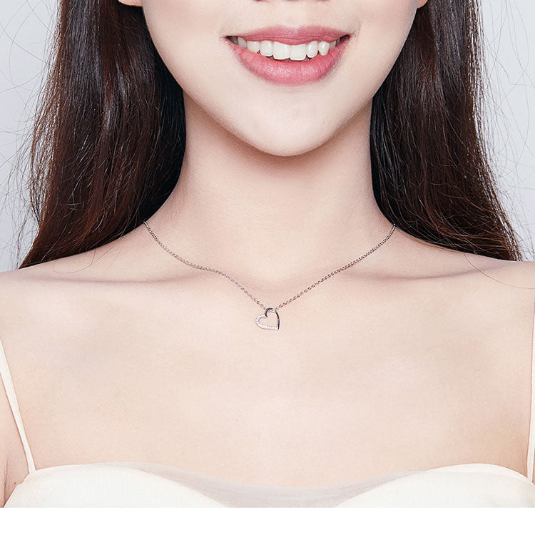 Sterling Silver CZ Open Heart Necklace
