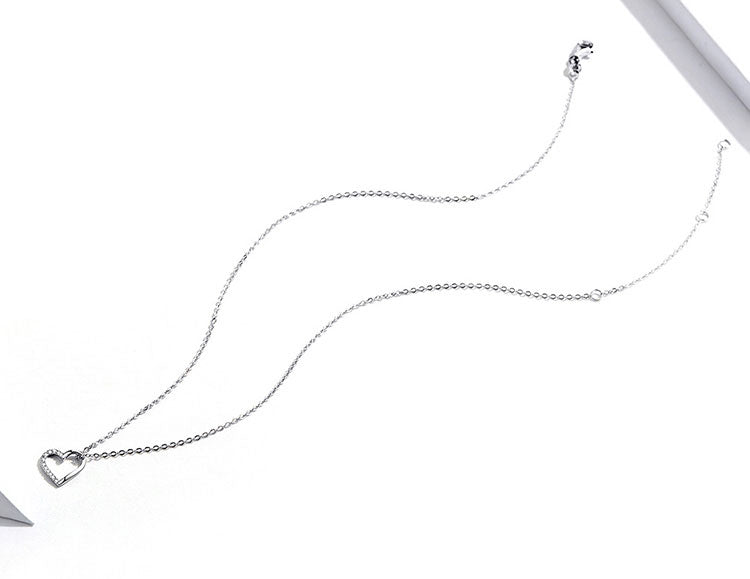 Sterling Silver CZ Open Heart Necklace