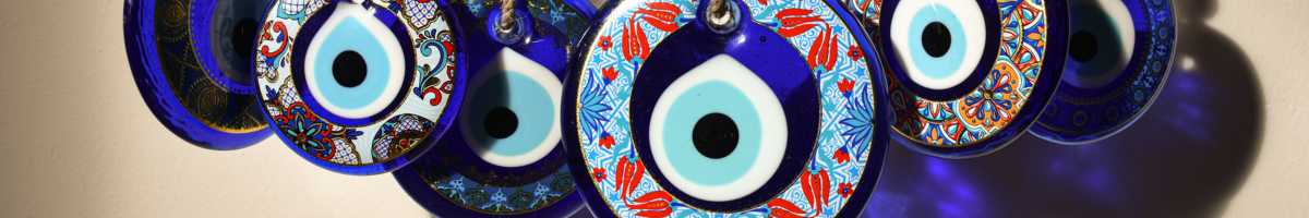 Evil eye necklace with turquoise pendant on chain