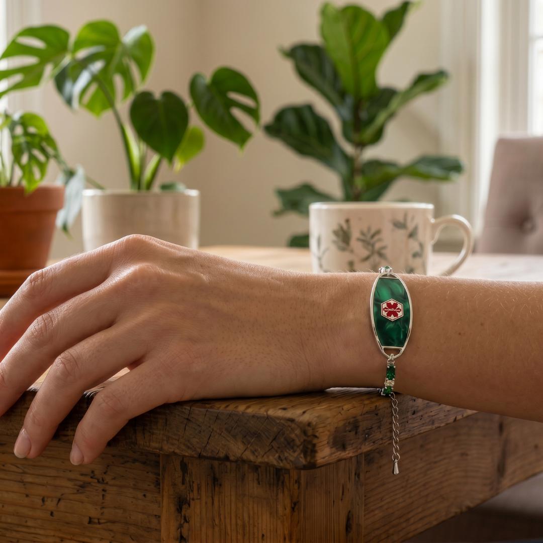 Emerald Luxe Personalised Women Medical ID Bracelet-Medical ID Bracelet-Auswara