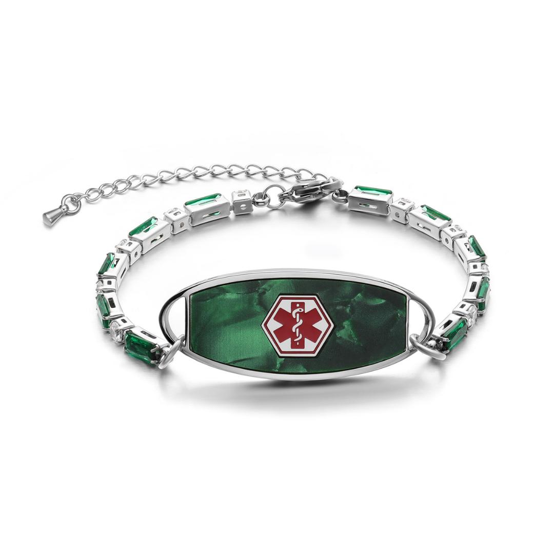 Emerald Luxe Personalised Women Medical ID Bracelet-Medical ID Bracelet-Auswara