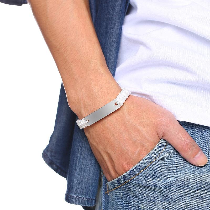 Engravable Braided Bracelet for Men-Personalised Bracelet-Auswara
