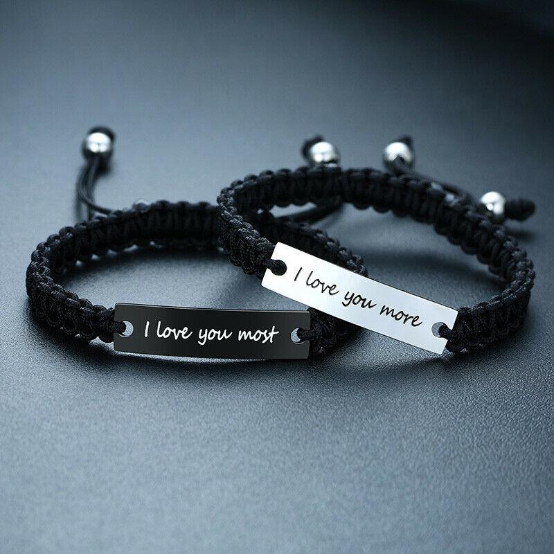 Engravable Matching Couples Bar Bracelets-Couple Bracelet-Auswara
