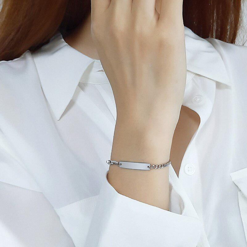 Engravable Stainless Steel Women Chain Bracelet-Women Bracelets-Auswara