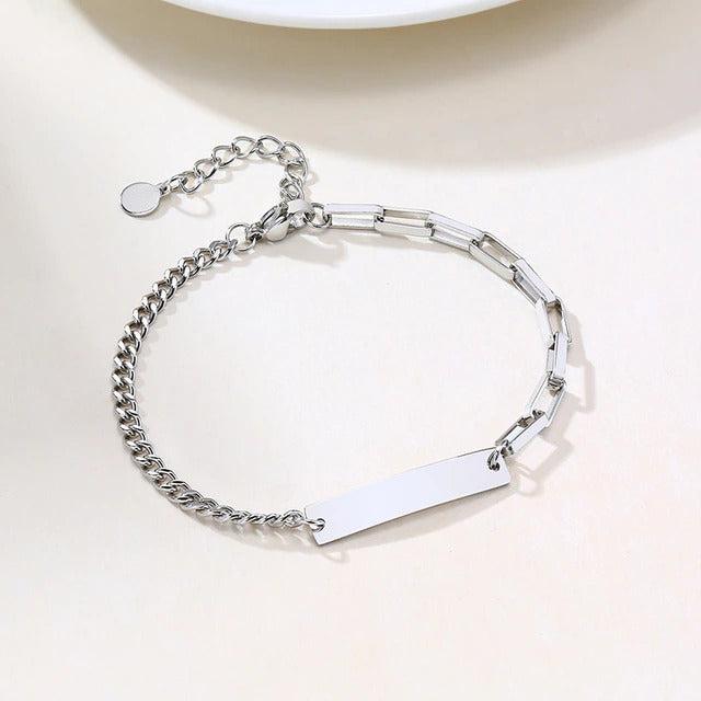 Engravable Stainless Steel Women Chain Bracelet