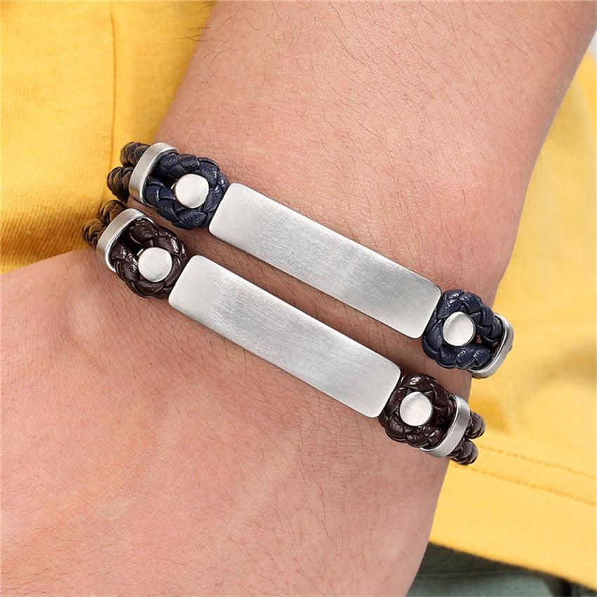 Engraveable InscribeLock Leather Bracelet (OLD TEMPLATE)-Personalised Bracelet-Auswara