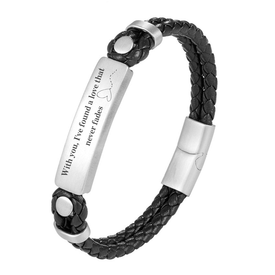 Engraveable InscribeLock Leather Bracelet (OLD TEMPLATE)-Personalised Bracelet-Auswara