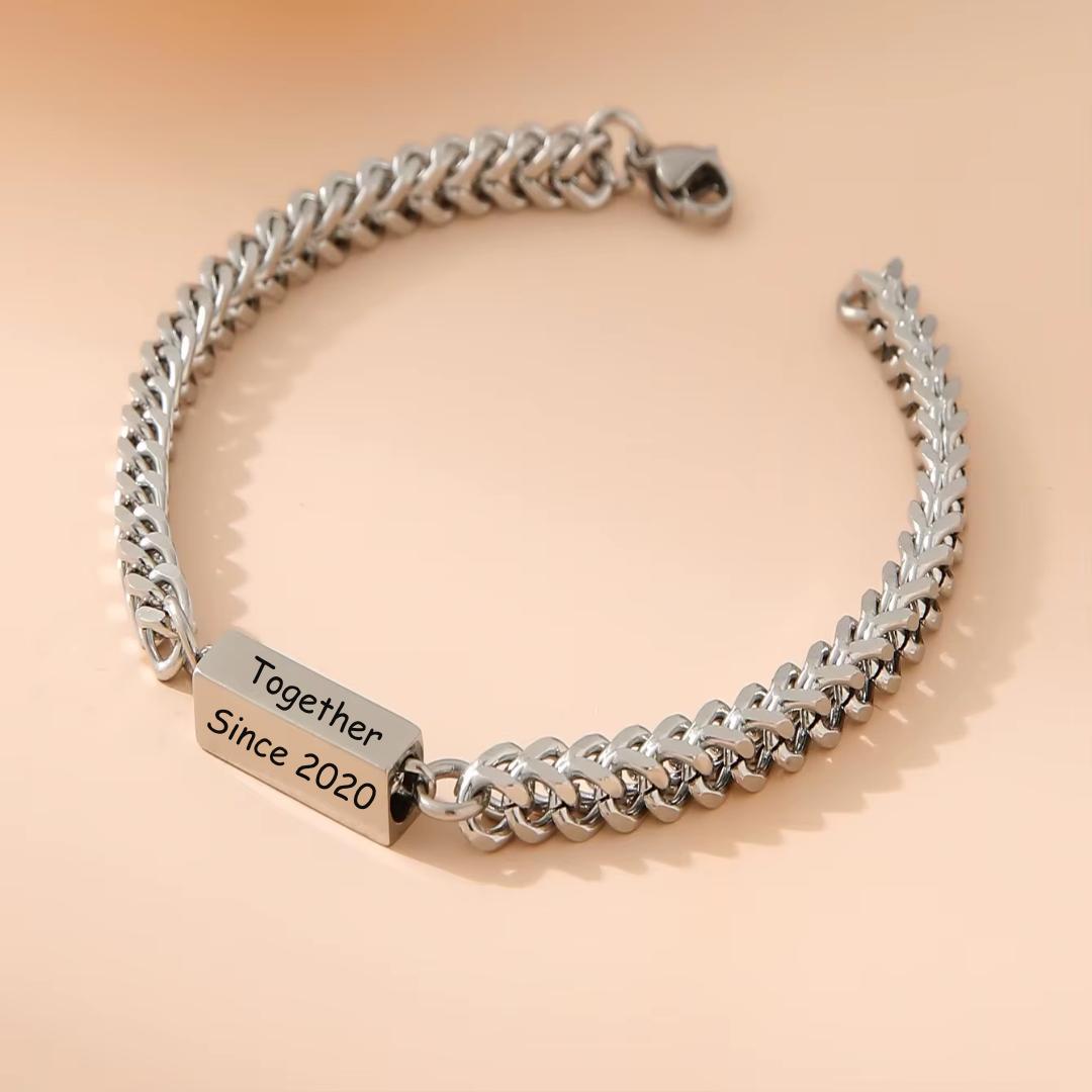 Entwined Personalised Couple Bracelet Set-Couple Bracelet-Auswara