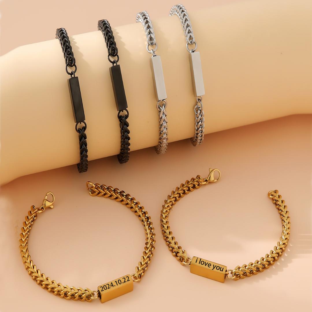 Entwined Personalised Couple Bracelet Set-Couple Bracelet-Auswara