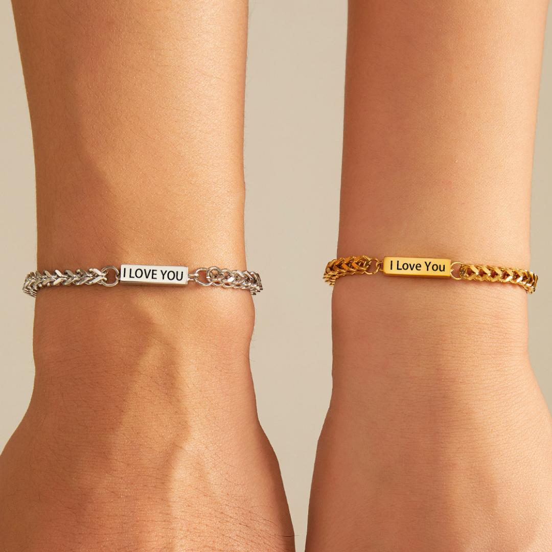 Entwined Personalised Couple Bracelet Set-Couple Bracelet-Auswara