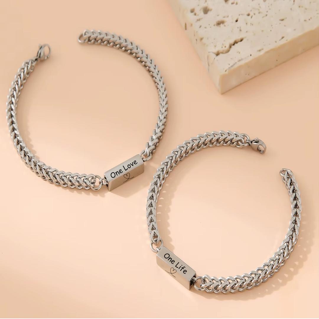 Entwined Personalised Couple Bracelet Set-Couple Bracelet-Auswara
