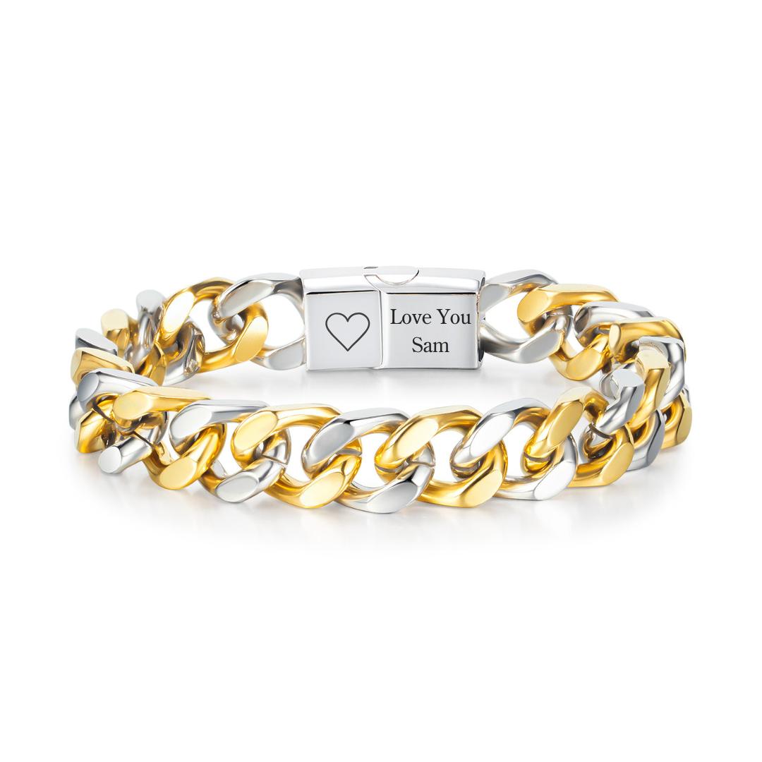 Eterna Link Two-Tone Personalised Bracelet-Personalised Bracelet-Auswara