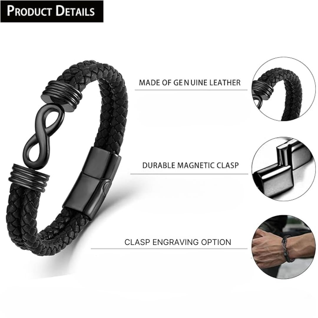 EternaLink Double Braided Black Infinity Bracelet-Personalised Bracelet-Auswara