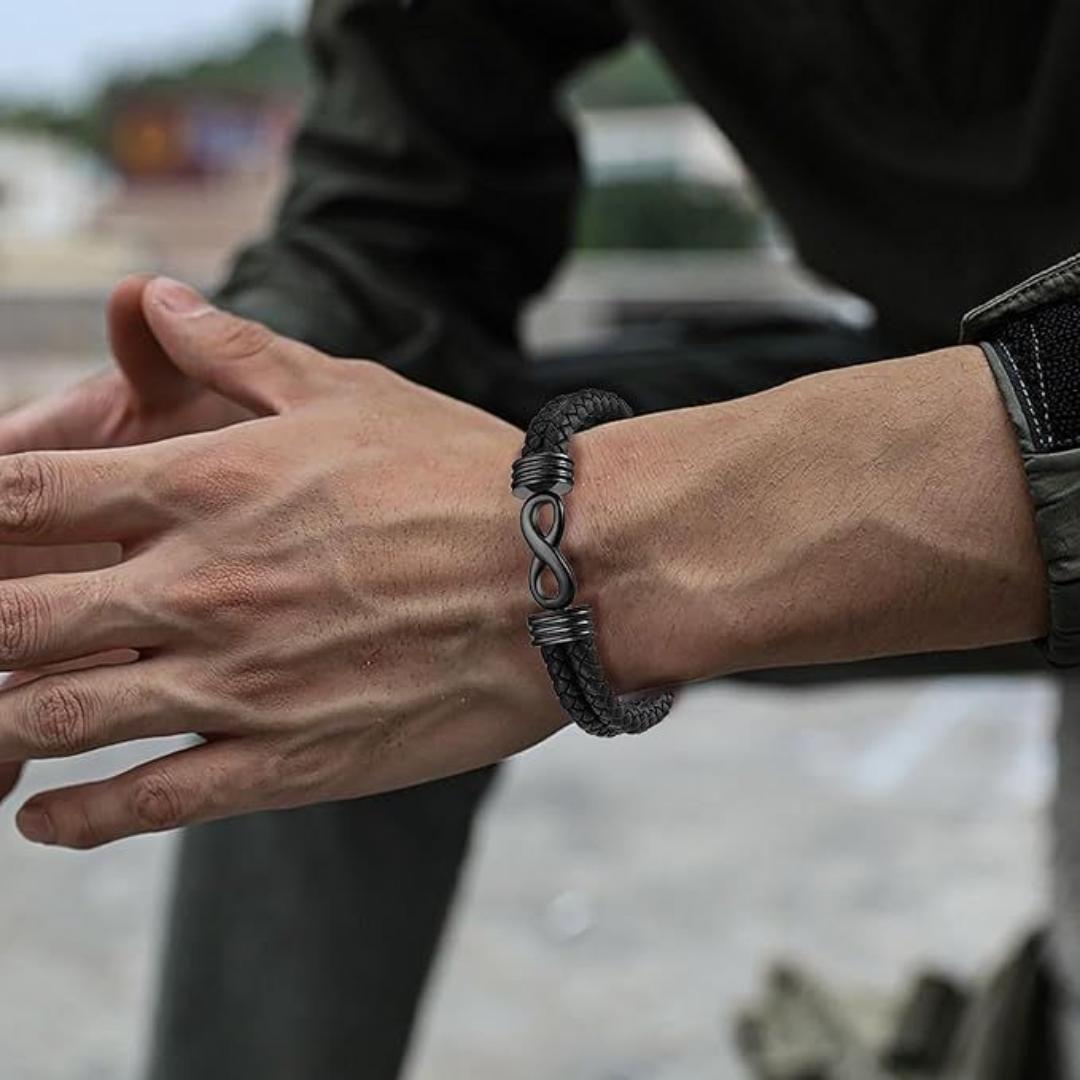 EternaLink Double Braided Black Infinity Bracelet-Personalised Bracelet-Auswara
