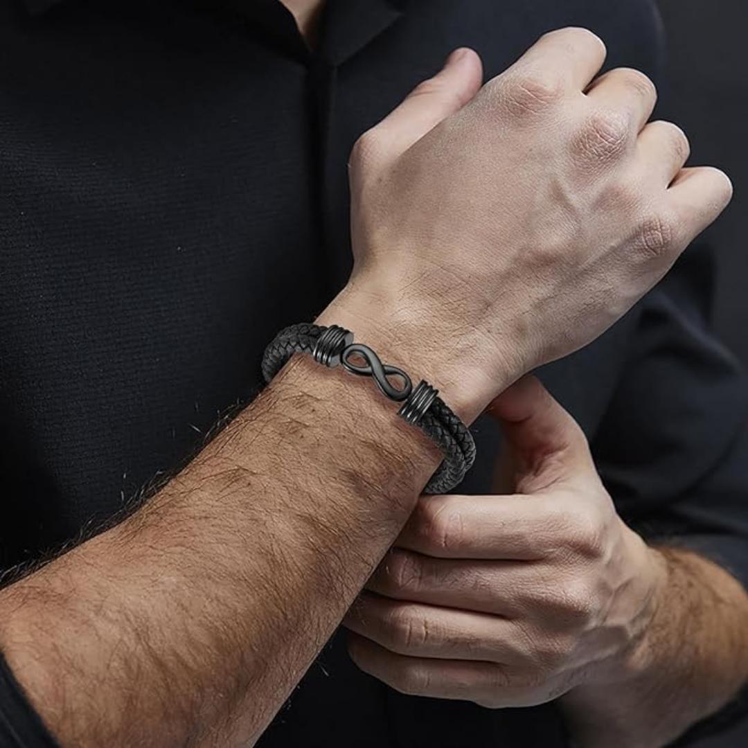 EternaLink Double Braided Black Infinity Bracelet-Personalised Bracelet-Auswara