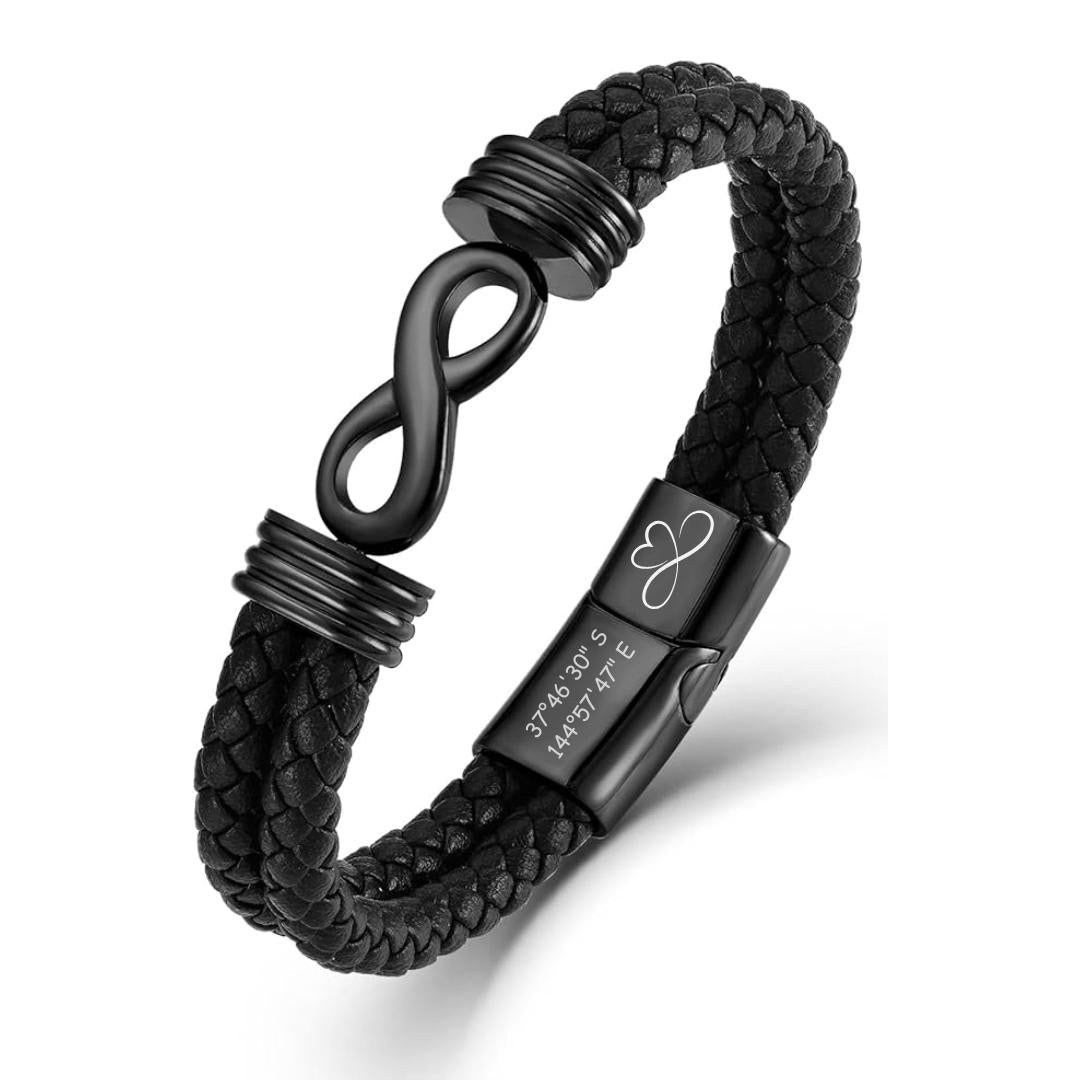EternaLink Double Braided Black Infinity Bracelet-Personalised Bracelet-Auswara