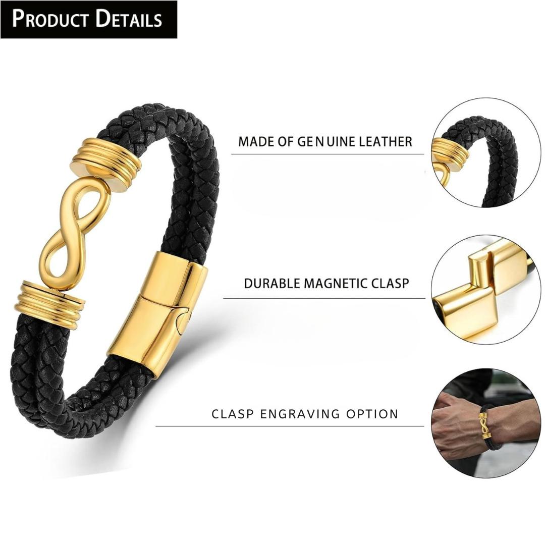 EternaLink Double Braided Gold Infinity Bracelet-Personalised Bracelet-Auswara