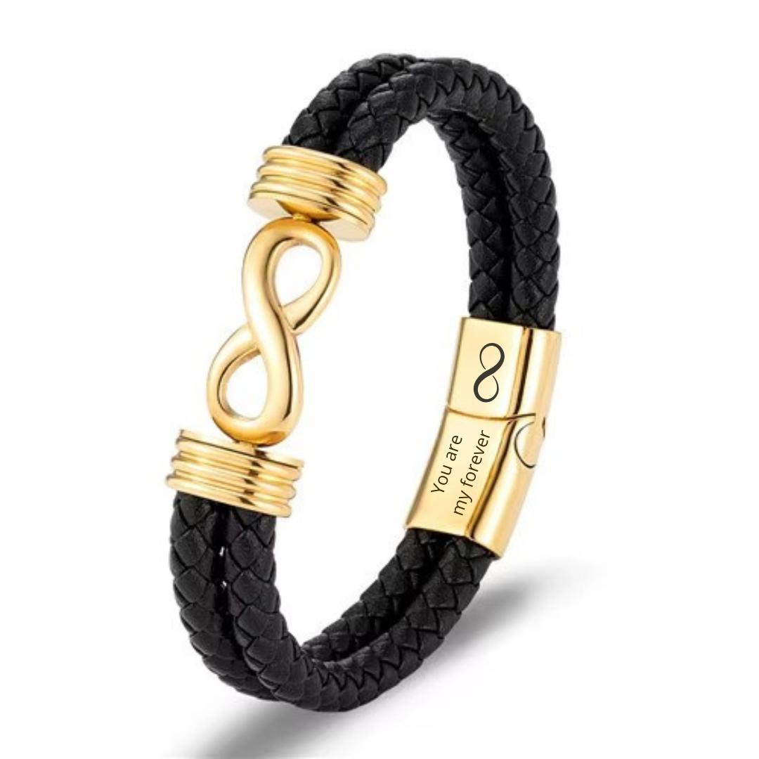 EternaLink Double Braided Gold Infinity Bracelet-Personalised Bracelet-Auswara