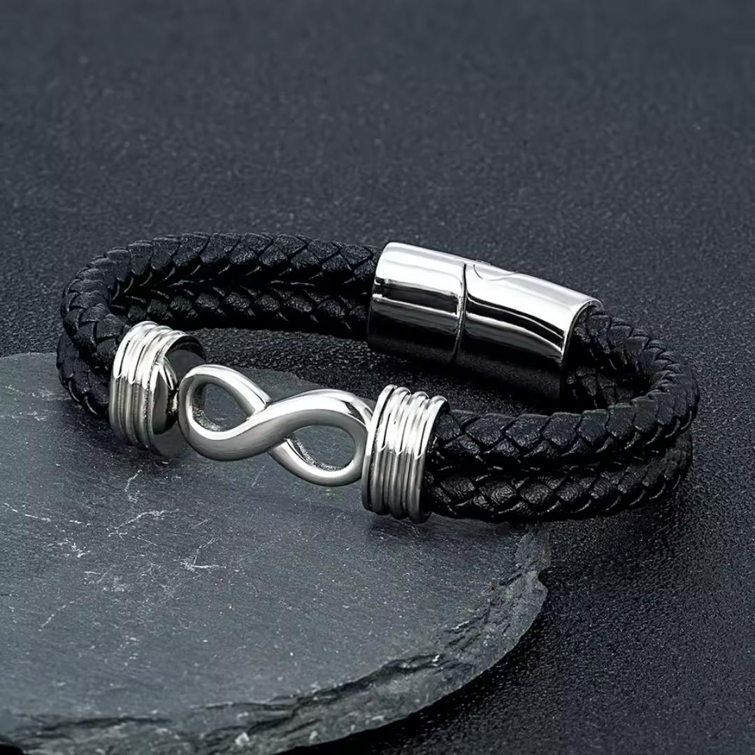 EternaLink Double Braided Silver Infinity Bracelet-Personalised Bracelet-Auswara
