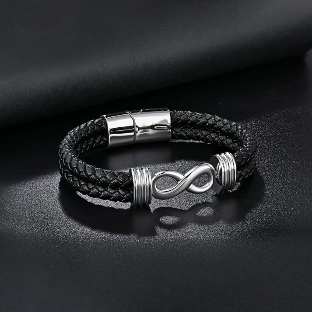EternaLink Double Braided Silver Infinity Bracelet-Personalised Bracelet-Auswara
