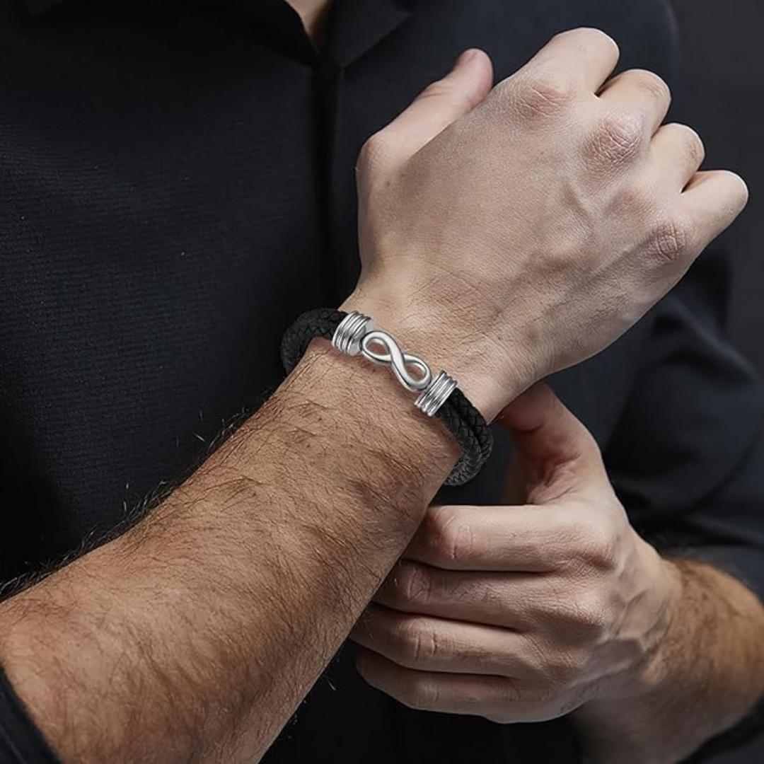 EternaLink Double Braided Silver Infinity Bracelet-Personalised Bracelet-Auswara