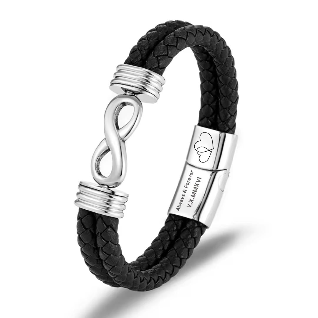 EternaLink Double Braided Silver Infinity Bracelet-Personalised Bracelet-Auswara