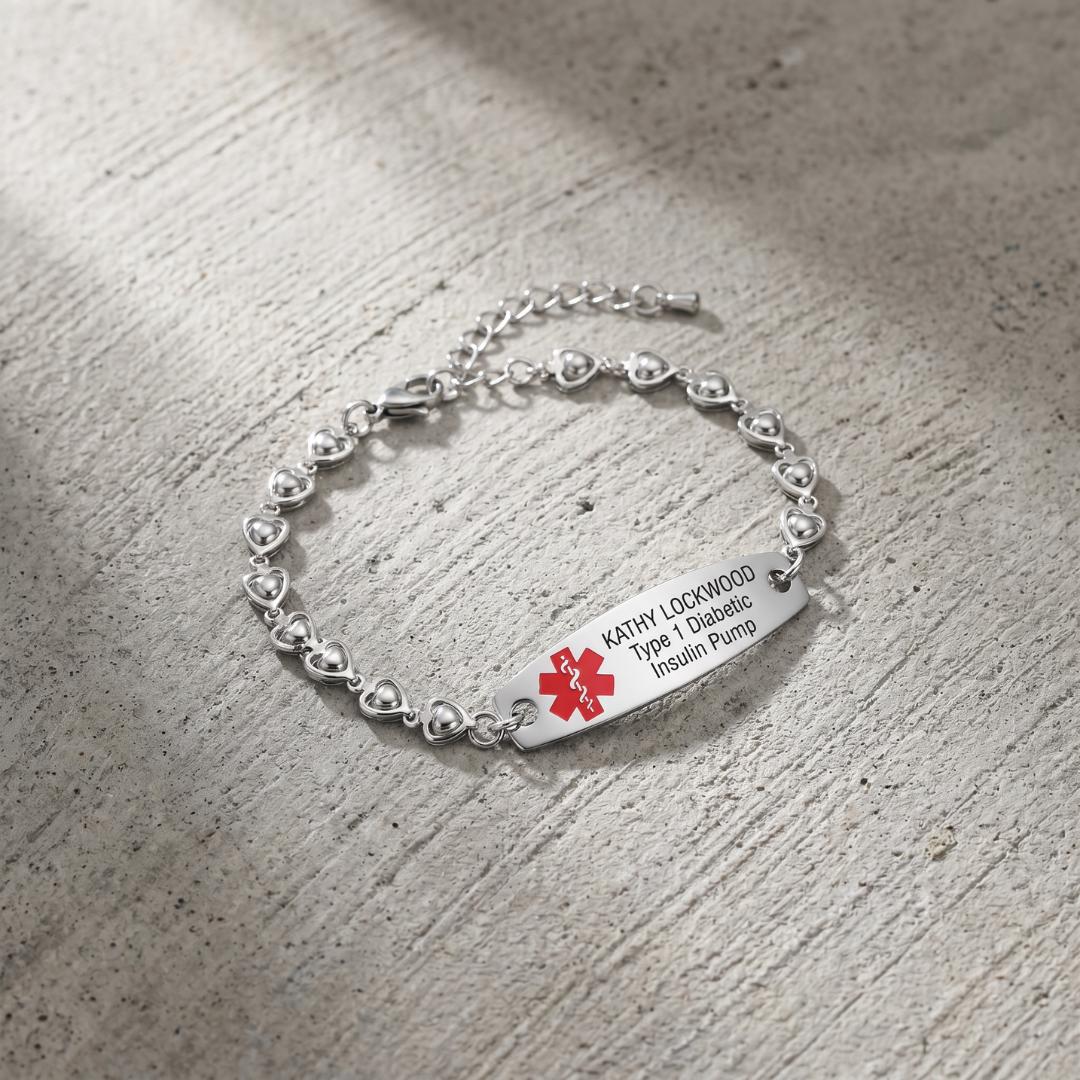 Everheart Personalised Medical Alert Bracelet-Medical ID Bracelet-Auswara