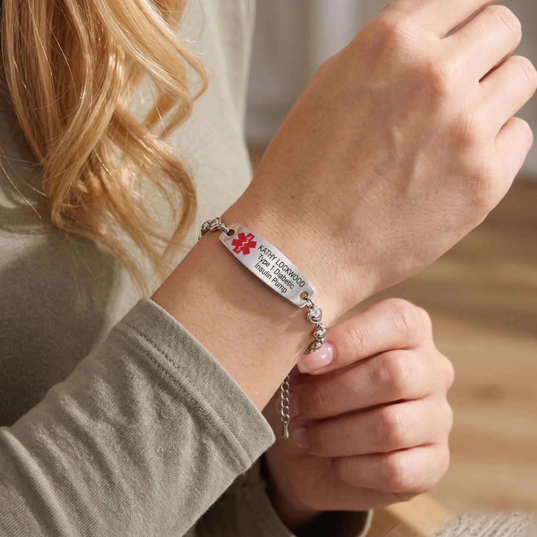 Everheart Personalised Medical Alert Bracelet-Medical ID Bracelet-Auswara