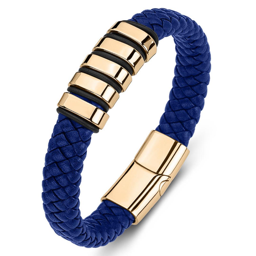 Everloop Women’s Personalised Blue Leather Bracelet-Personalised Bracelet-Auswara